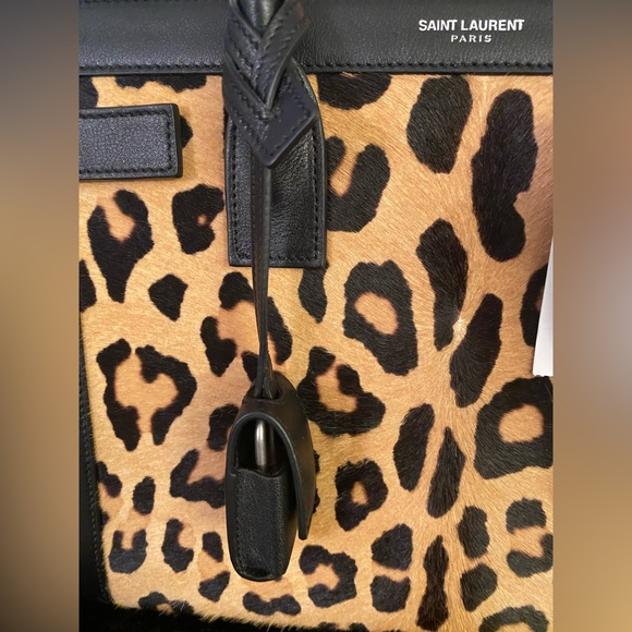 Saint Laurent Paris/Animal Print /Small Sac De Jour/Calf Hair.light brown/Black. - Picture 14 of 16